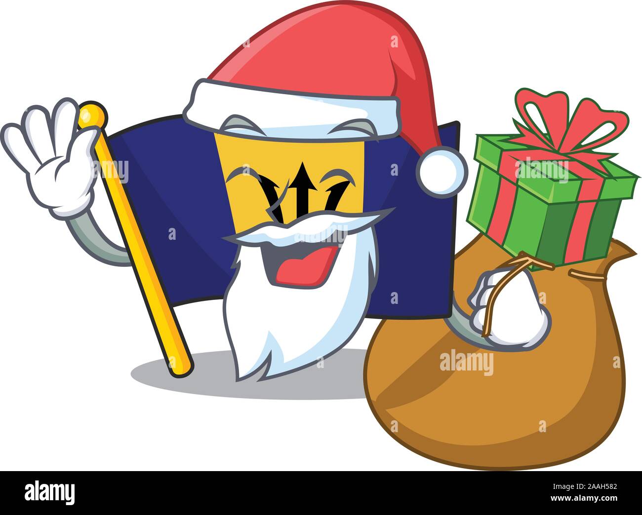 Flag barbados cartoon with in santa bring gift character Stock Vector