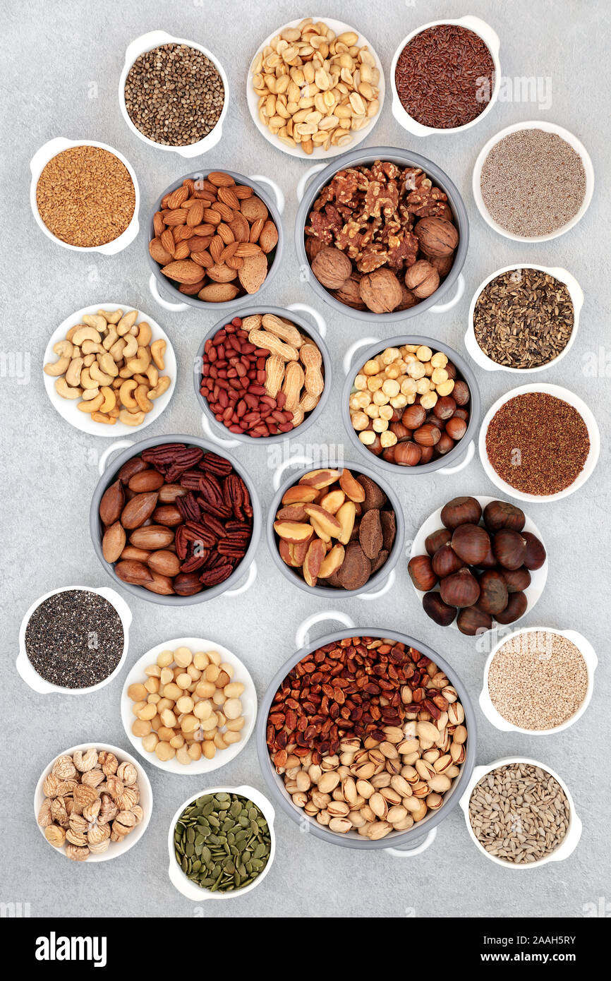 Dried nut and seed collection for vegans and vegetarians, health food