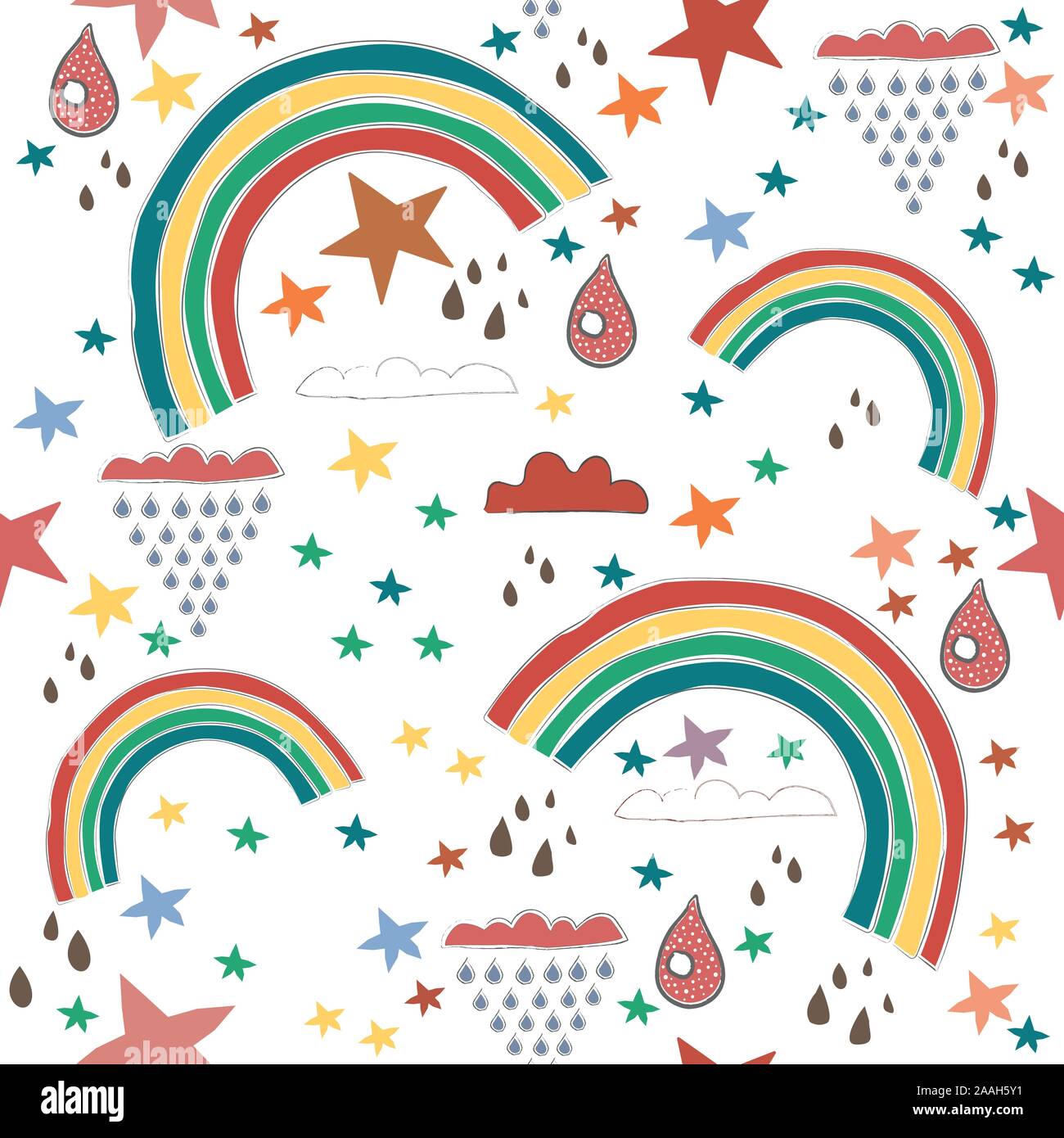 Seamless Terracotta pattern with  rainbows. Repeating pattern. Childish Design. Vector Illustration Stock Vector