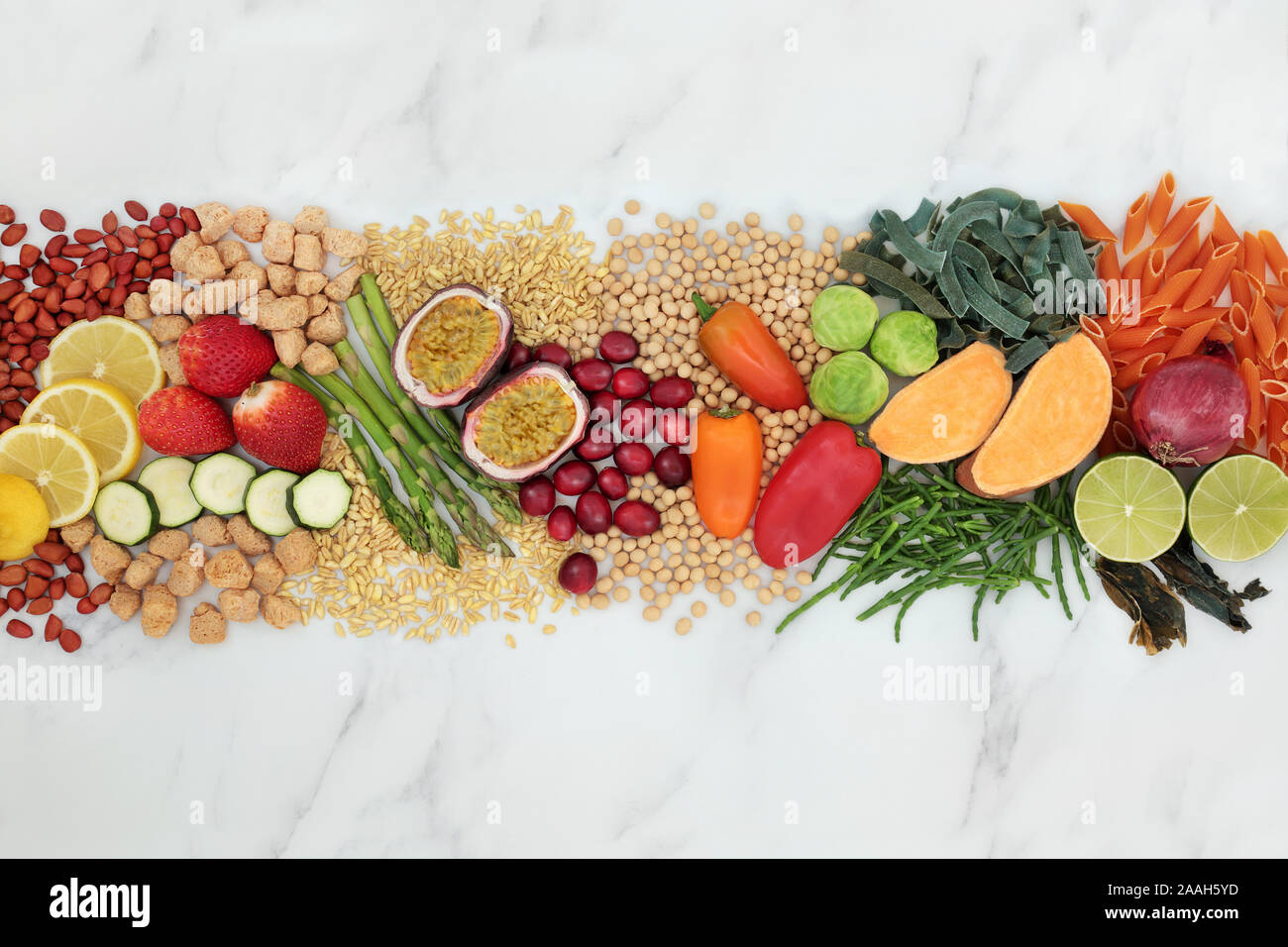 Vegan food for good health with foods high in protein, vitamins, minerals, anthocyanins