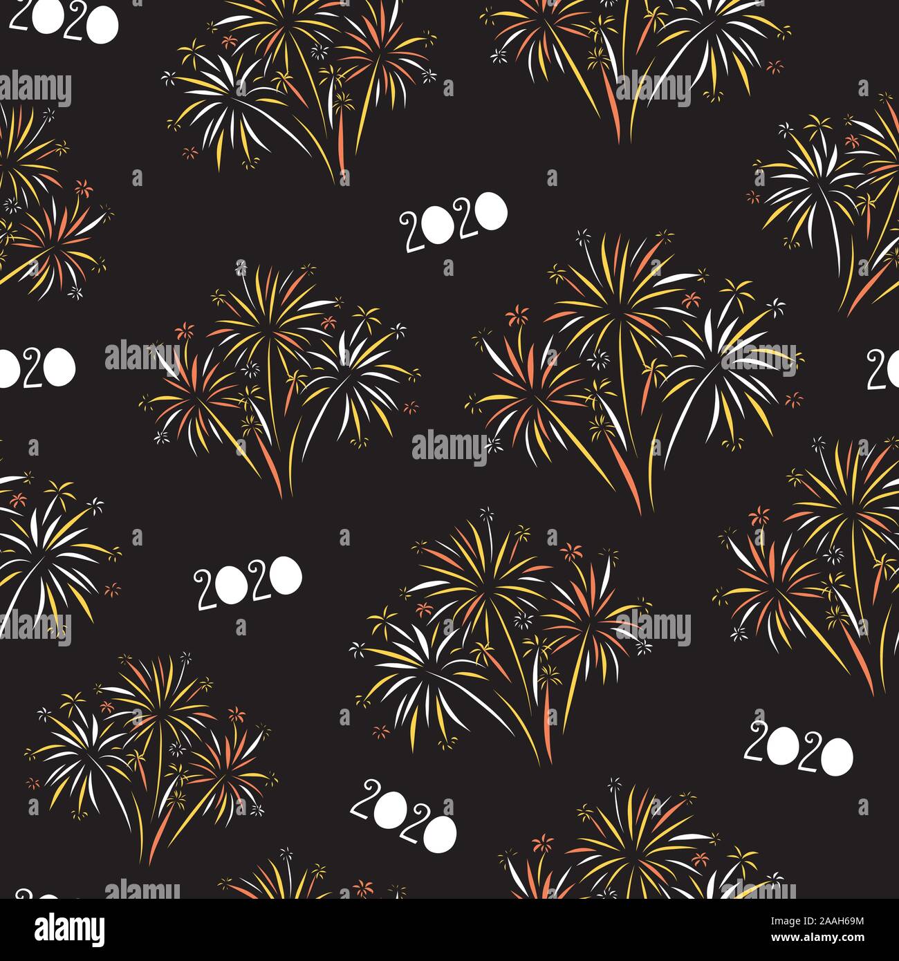 2020 Fireworks Happy New Year seamless vector background. Repeating pattern  for New Years Eve. Festive design on black background for invitation Stock  Vector Image & Art - Alamy