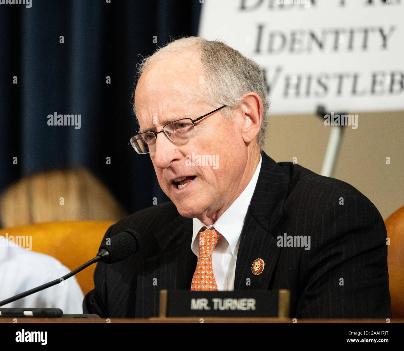 U.S. Representative Mike Conaway (R-TX) attends the Open Hearings on the Impeachment of President Donald Trump of the House Intelligence Committee in Washington. Stock Photo