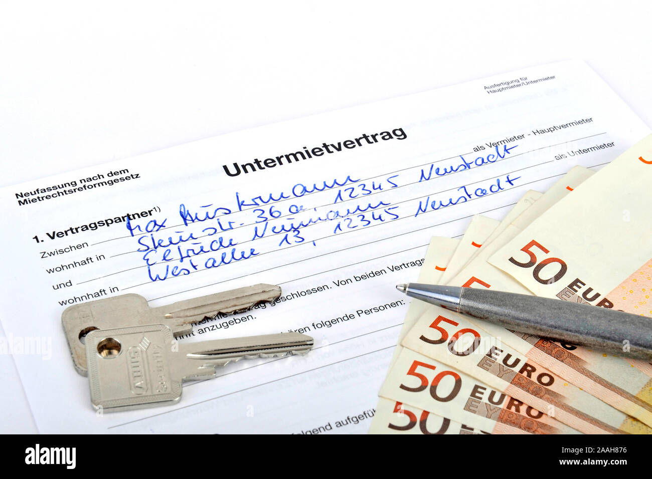 Untermietvertrag Stock Photo