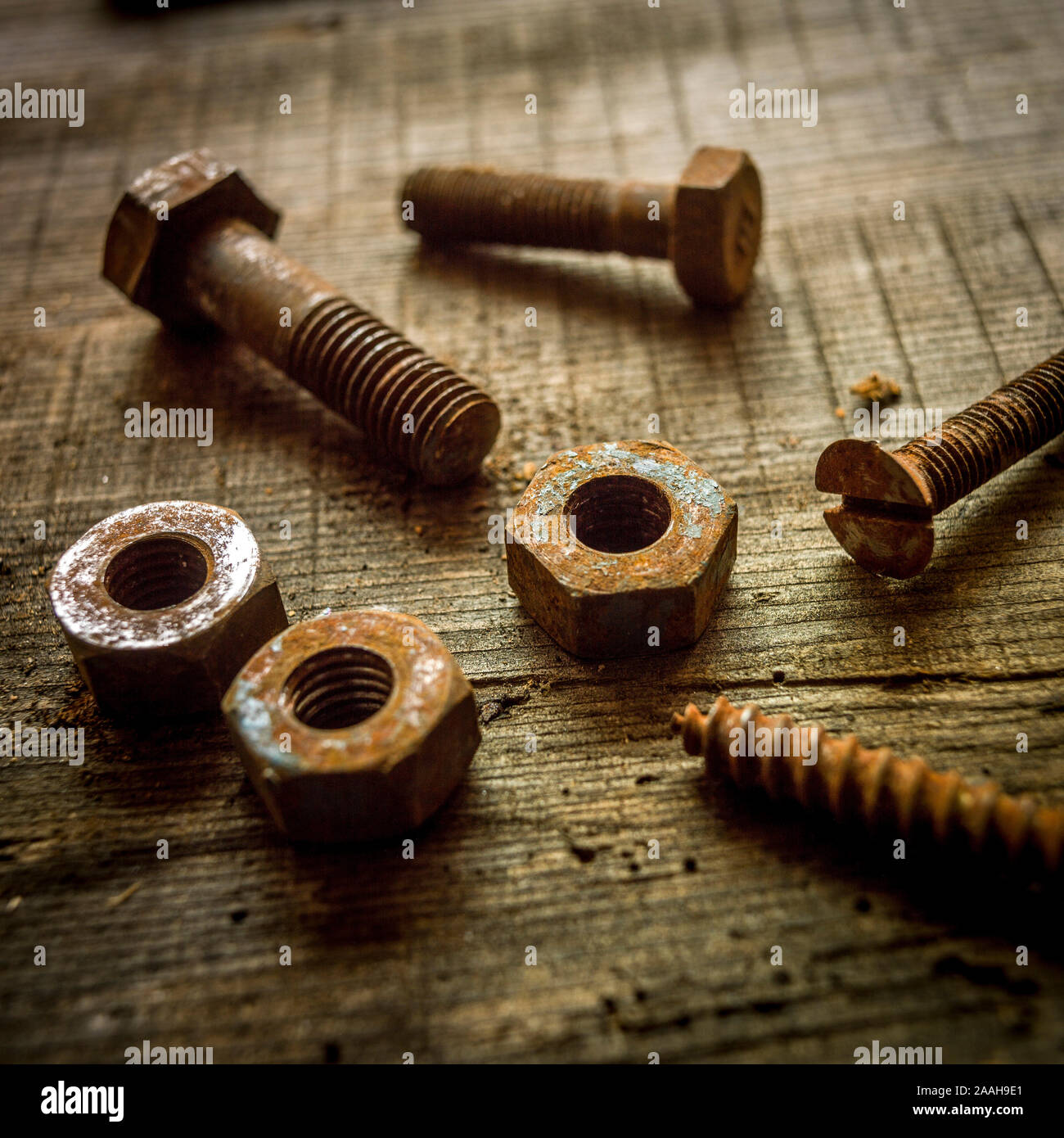 Heap of rusted screw and bolt. studio shot Stock Photo Alamy