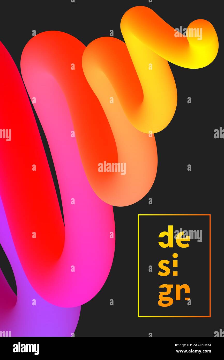 Liquid poster, digital wave, abstract blend background, vector template for music banner, fluid composition Stock Vector