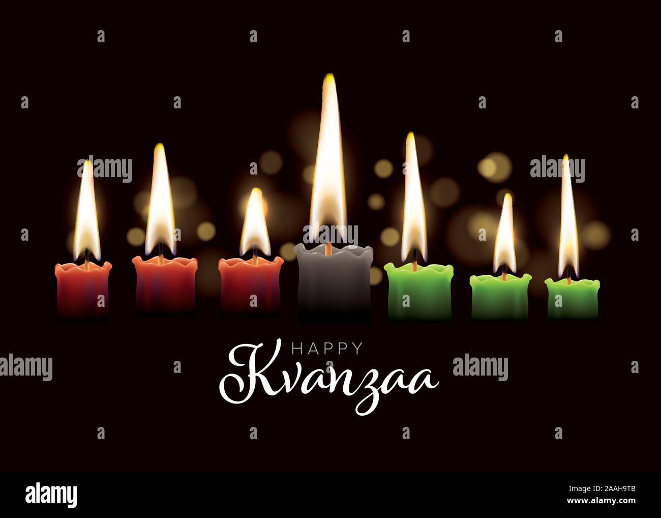 Happy kwanzaa card template with seven realistic candles and place for