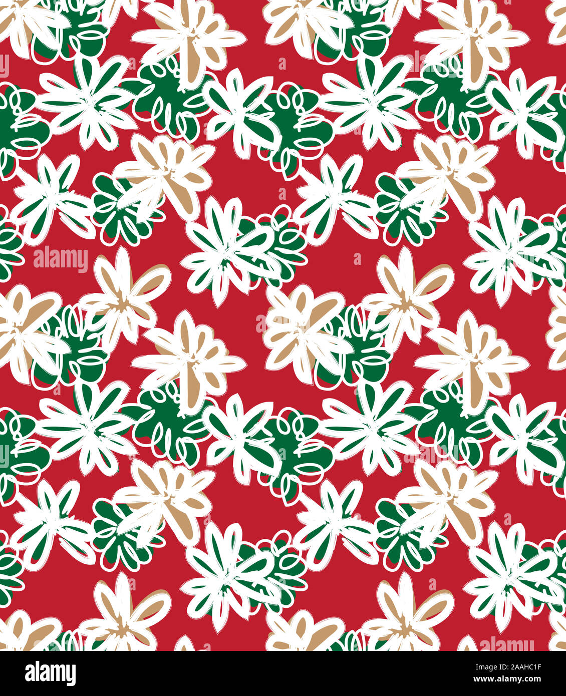 Christmas Floral seamless Pattern  - It is suitable for fashion prints, patterns, backgrounds, websites, wallpaper, crafts Stock Photo