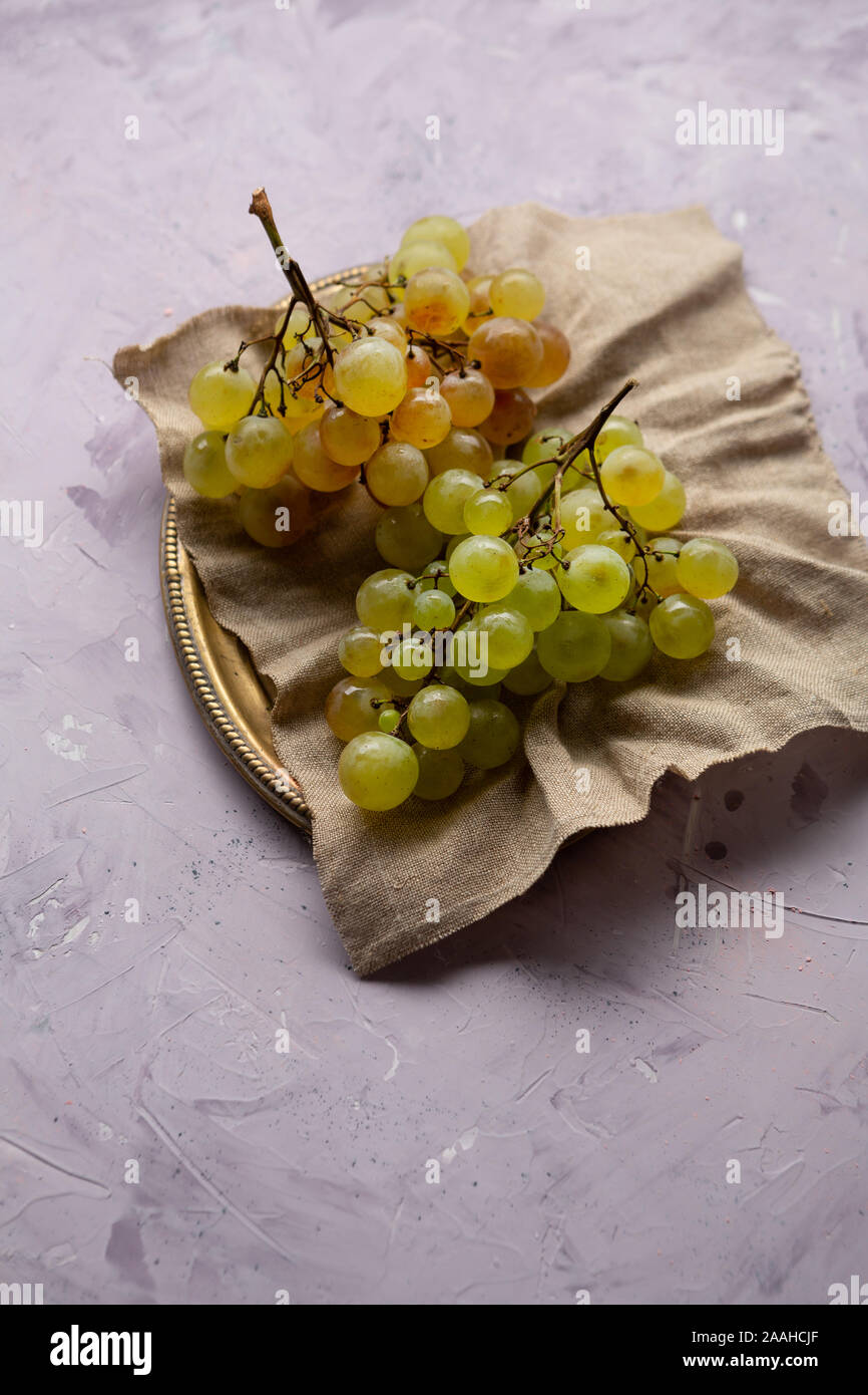 Grape on platter, fresh fruits Stock Photo Alamy