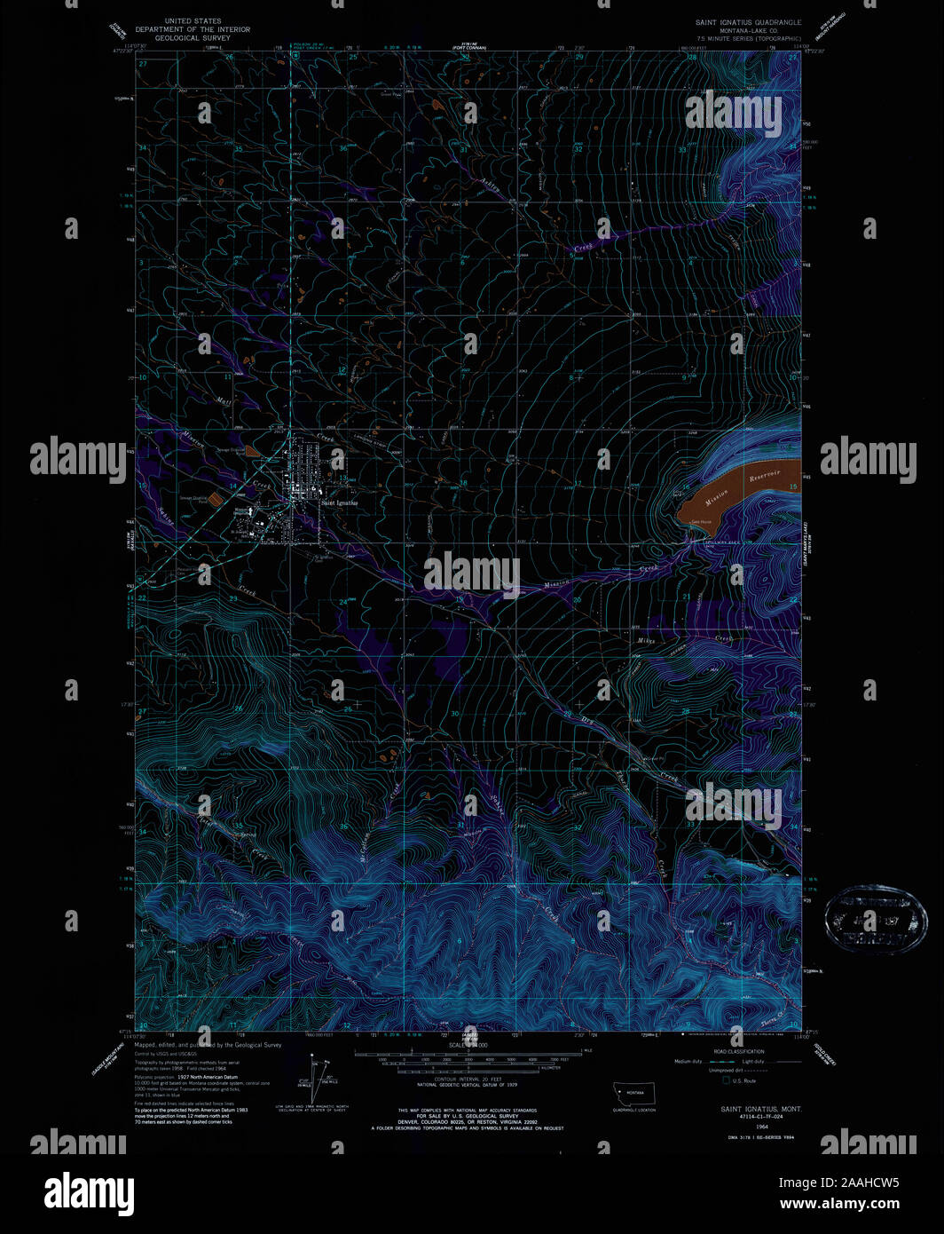 USGS TOPO Map Montana MT Saint Ignatius 266492 1964 24000 geo Inverted