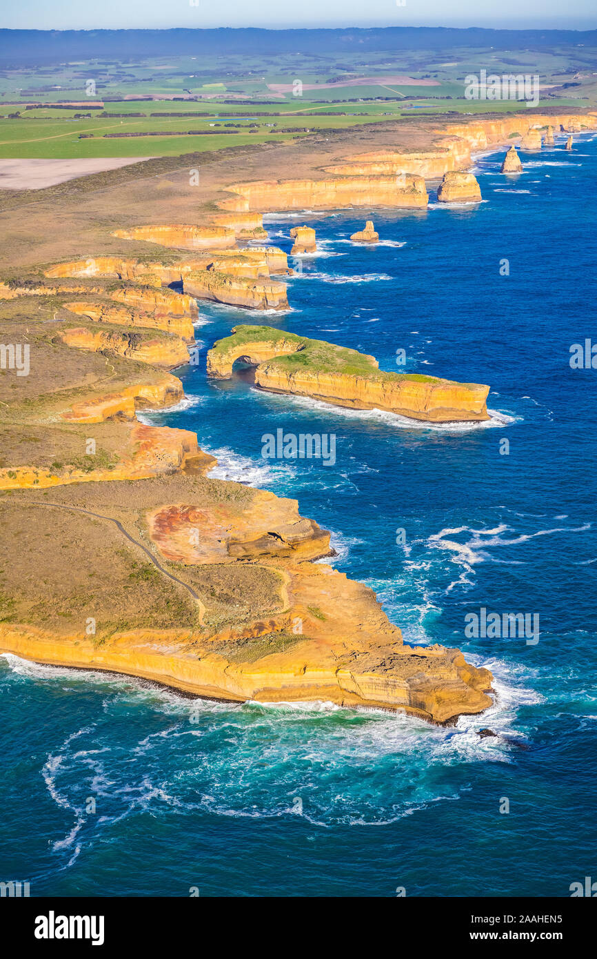 Panoramic aerial view of twelve apostles coastline and Muttonbird