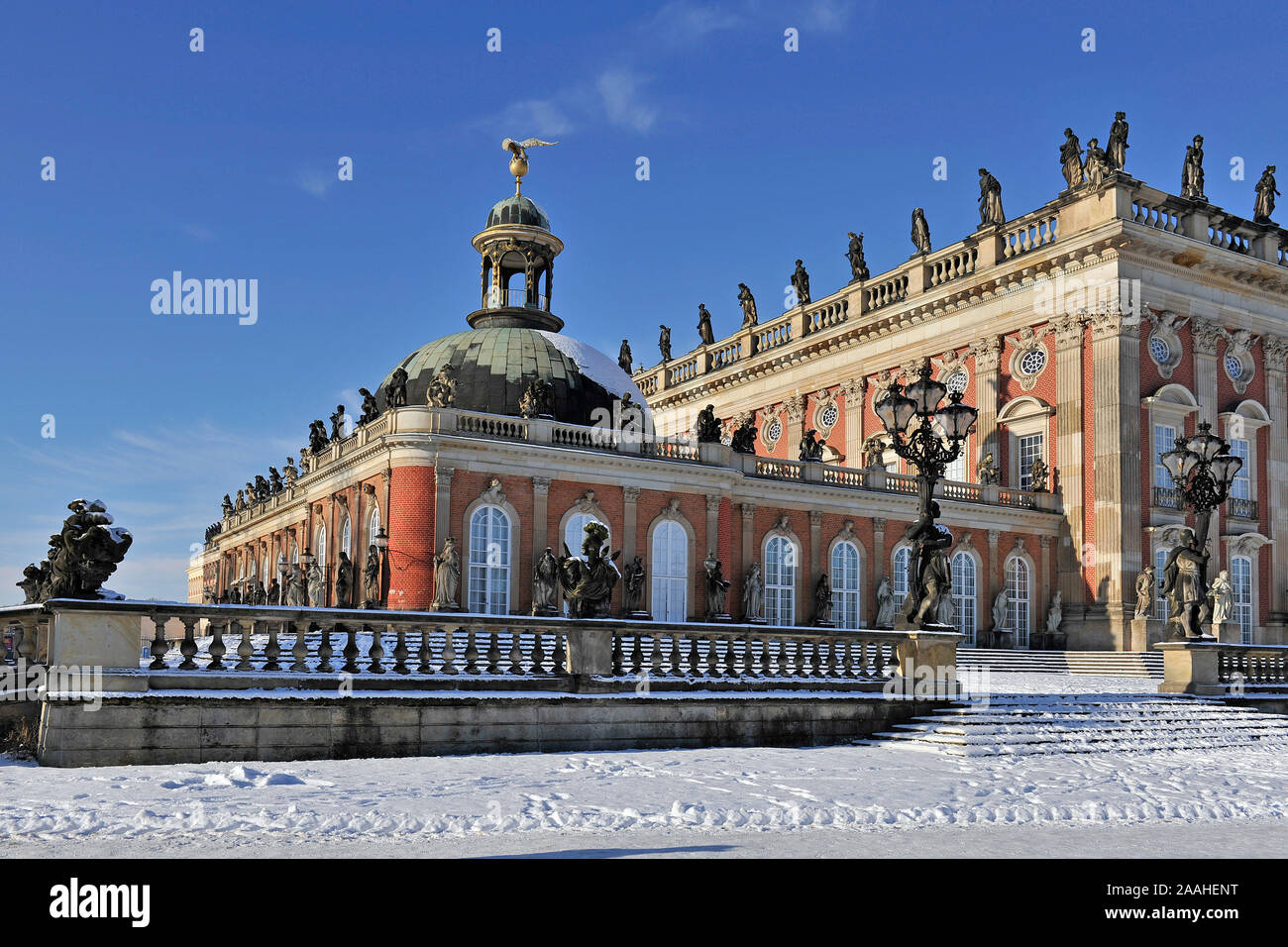 Neues Palais im Schlosspark Sans Souci, Detailansicht, Potsdam Stock Photo