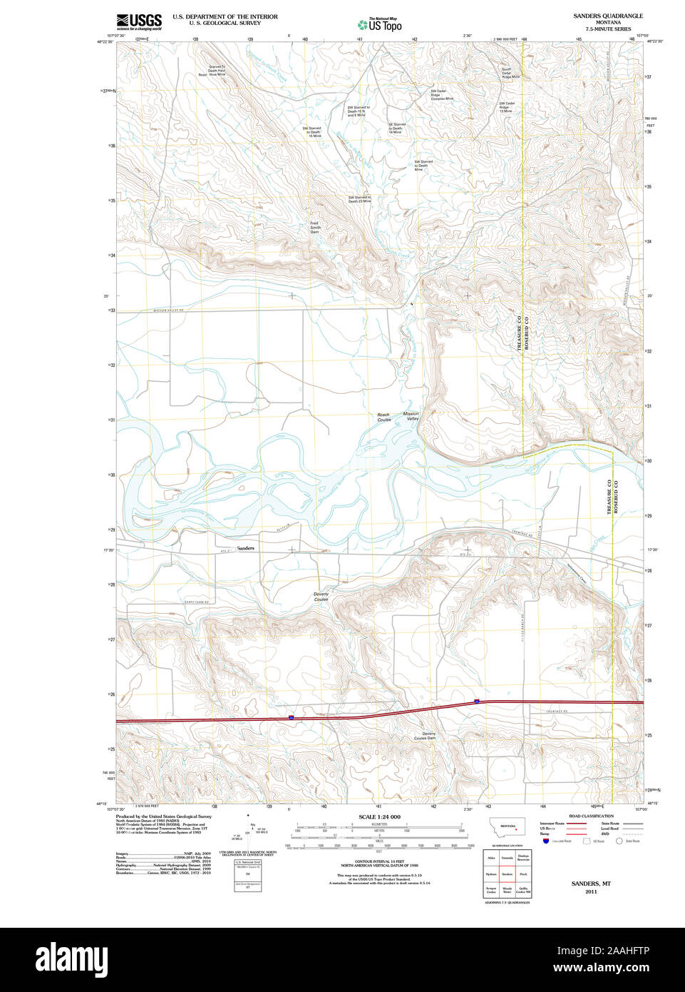 USGS TOPO Map Montana MT Sanders 20110603 TM geo Restoration Stock ...