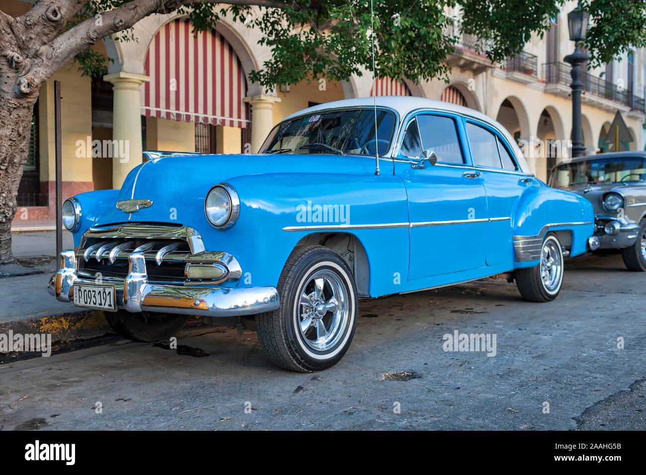 Light Blue Oldtimer, Havana, Cuba Stock Photo - Alamy