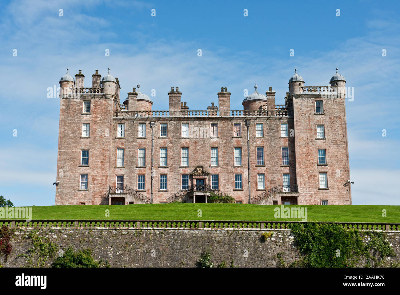 Rear of the Drumlanrig Castle. Also known locally as the Pink Palace. Dumfries and Galloway, Scotland Stock Photo
