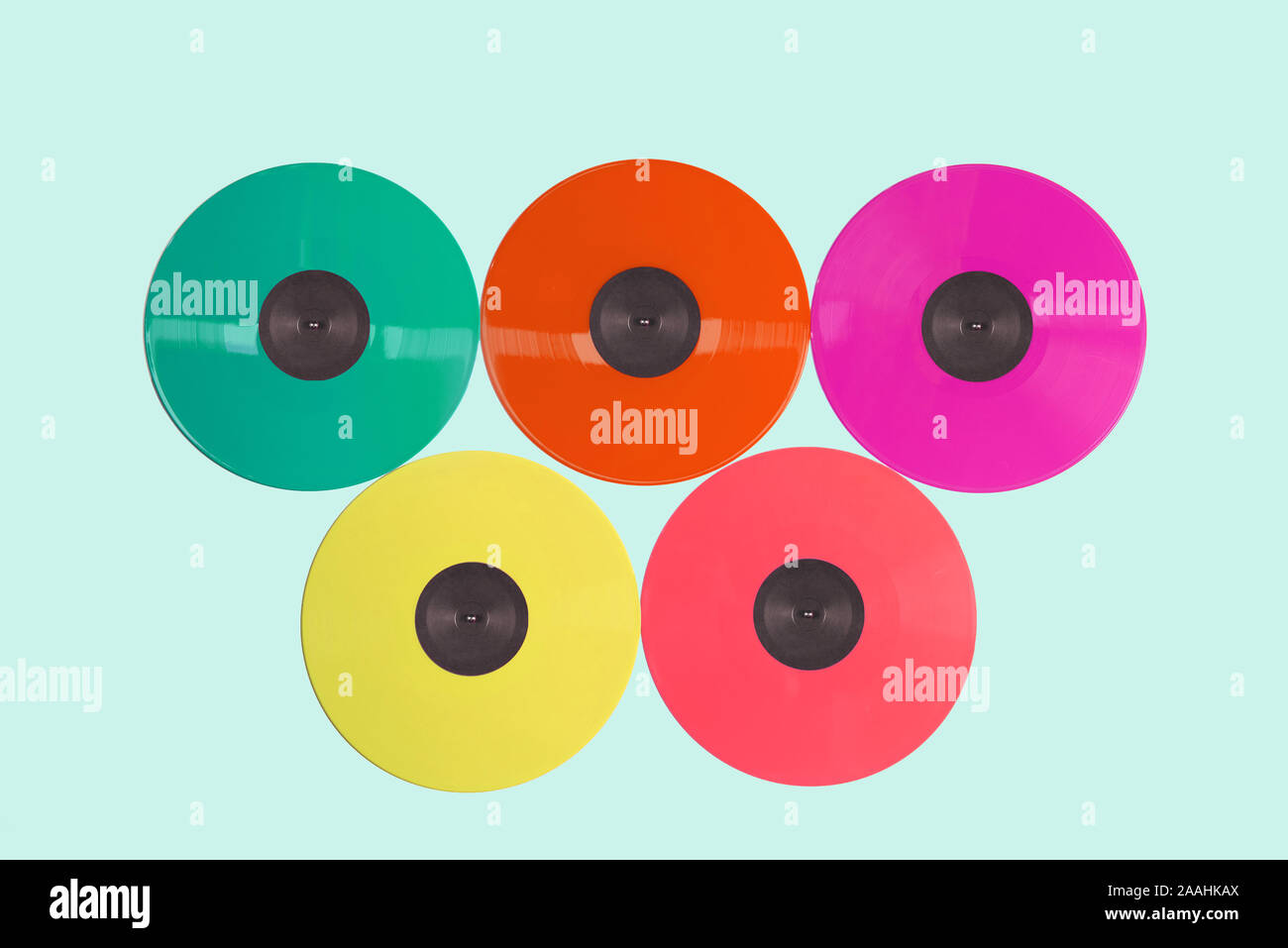 Isolated colored vinyl records collection. Top view Stock Photo Alamy