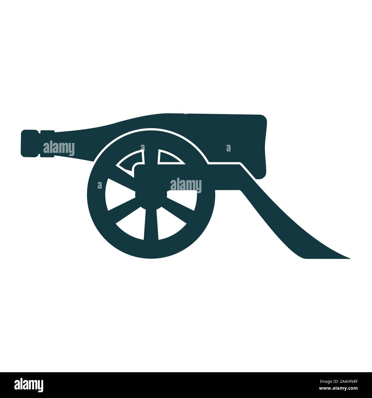 Ancient wine bottle cannon silhouette. Vector illustration Stock Vector