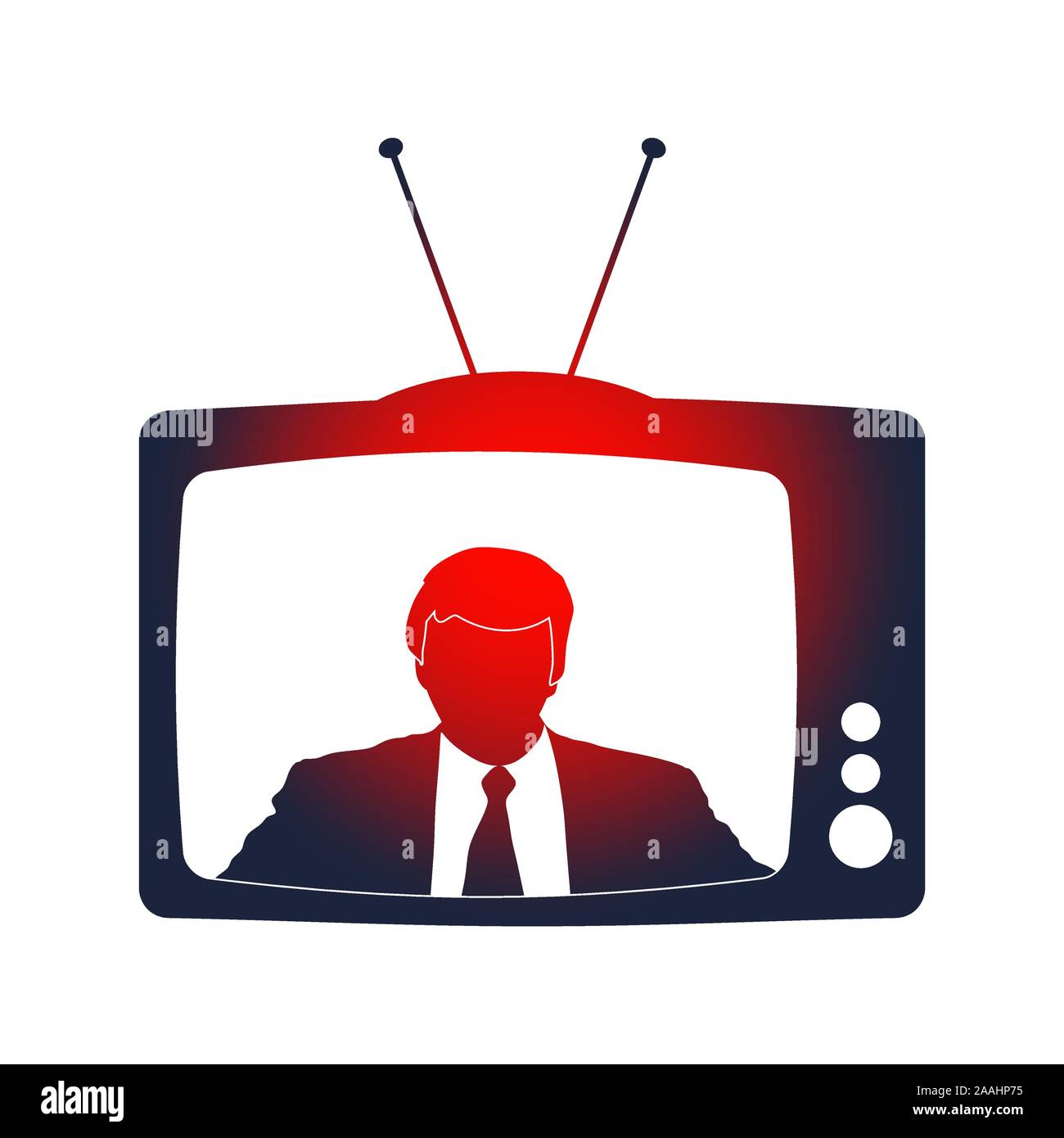 Television set broadcasting the news with an reporter Stock Vector