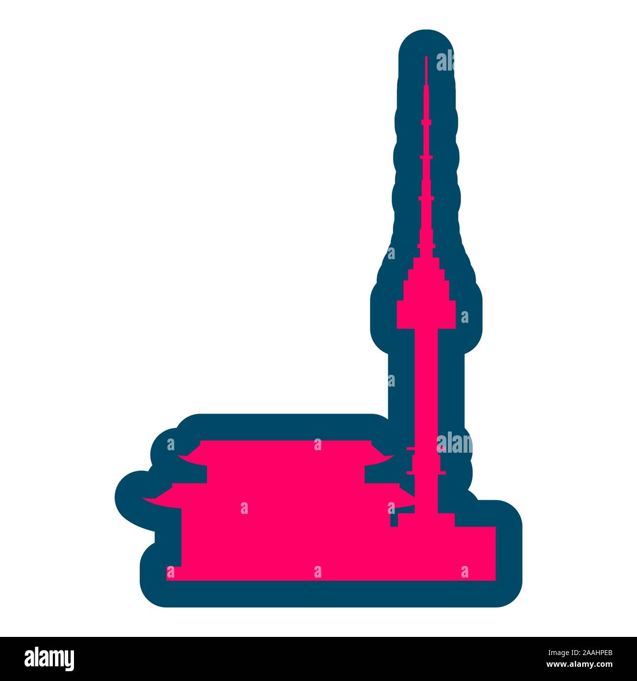 Namsan tower in Seoul and pagoda icons in simple style Stock Vector ...