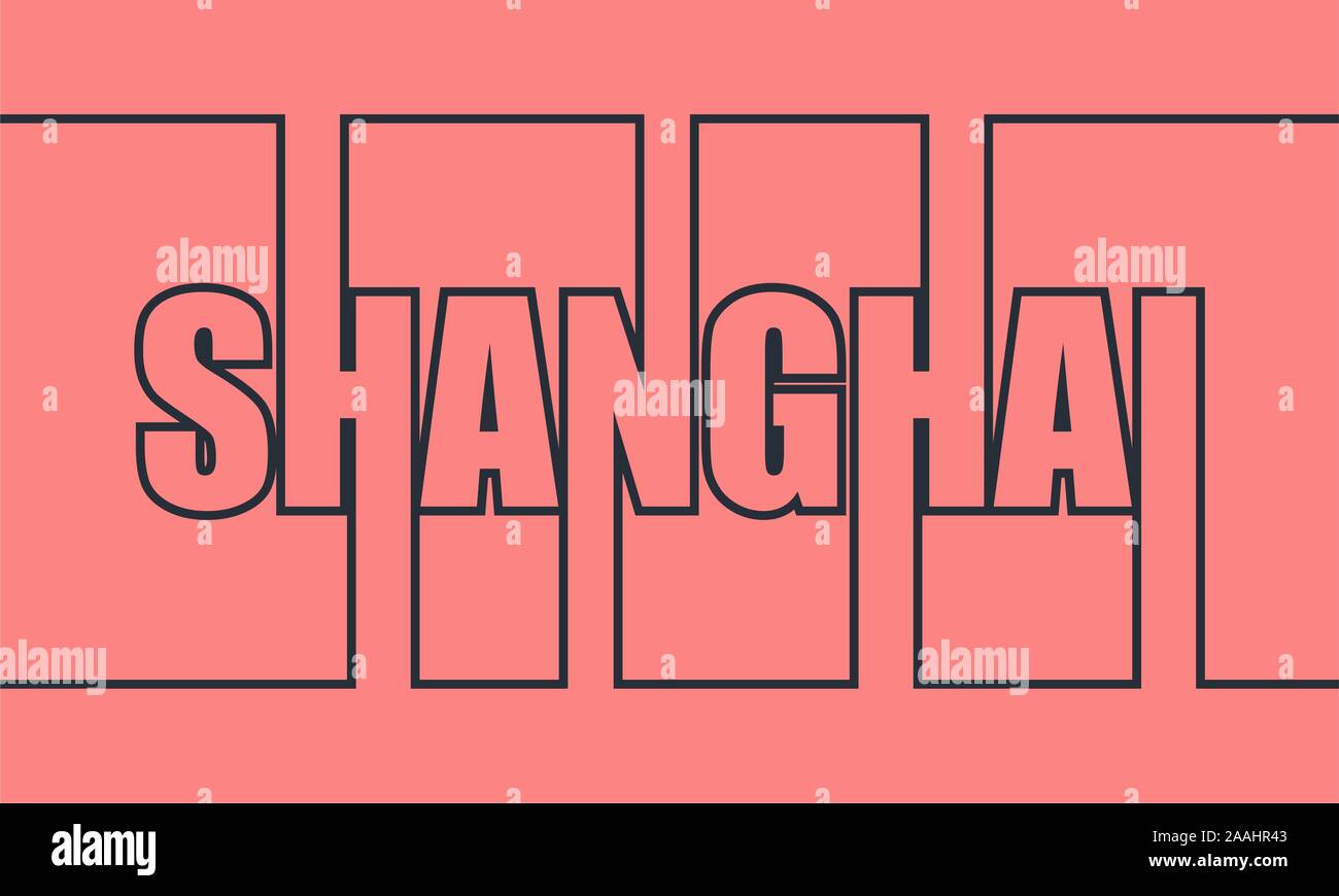 Shanghai city name in geometry style design. Creative vintage typography poster concept. Stock Vector