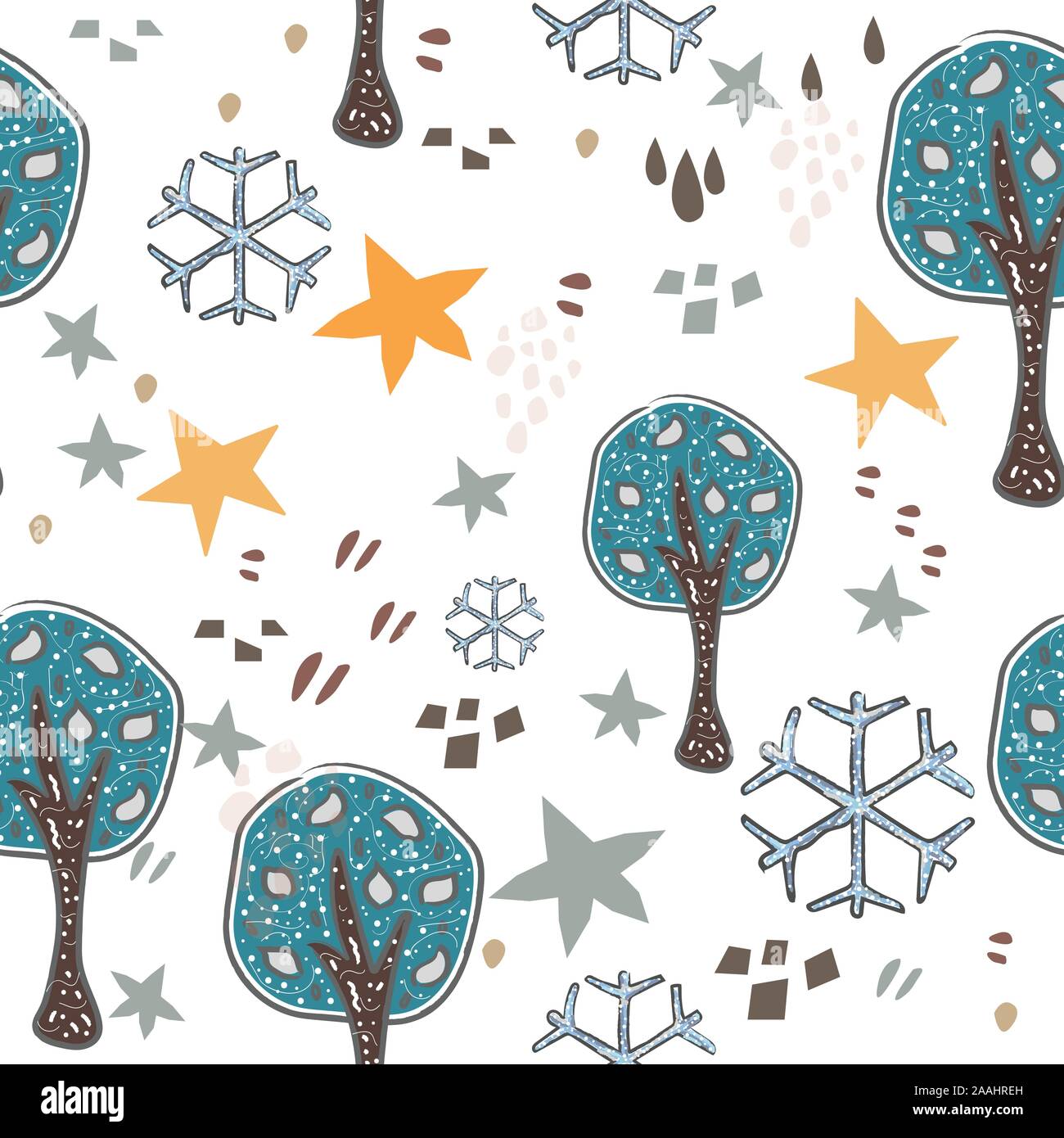 Seamless Pattern with Cute Trees. Scandinavian Style. Vector ...