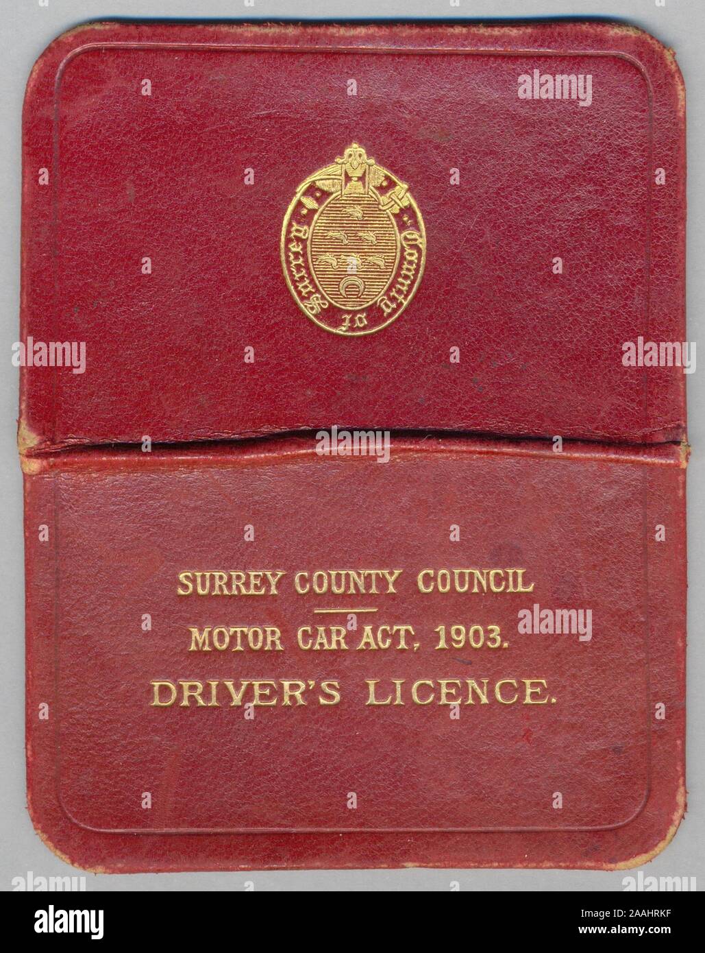 Driver's Licence issued by Surrey County Council 24 May 1912 Stock Photo