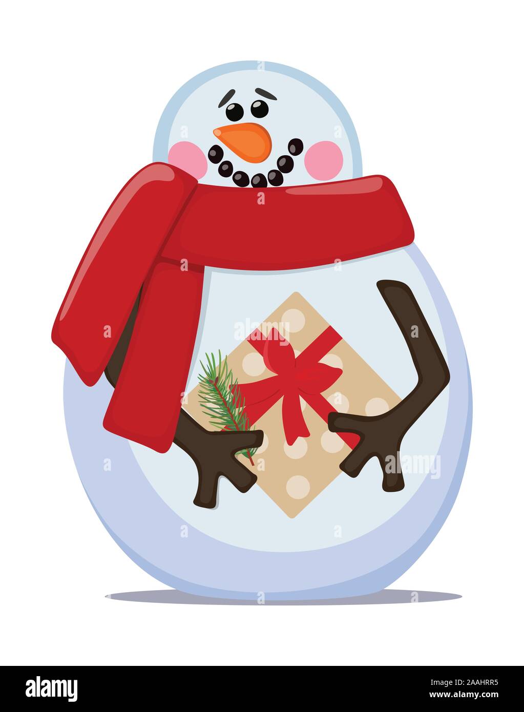 Cute snowman with gift in box. Vector illustration Stock Vector Image ...