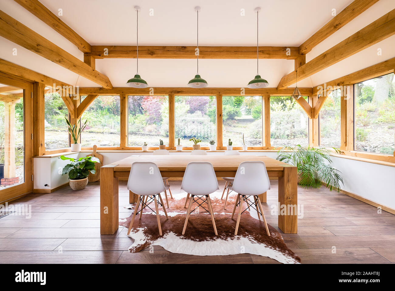 Large oak framed glazed dining room Stock Photo Alamy