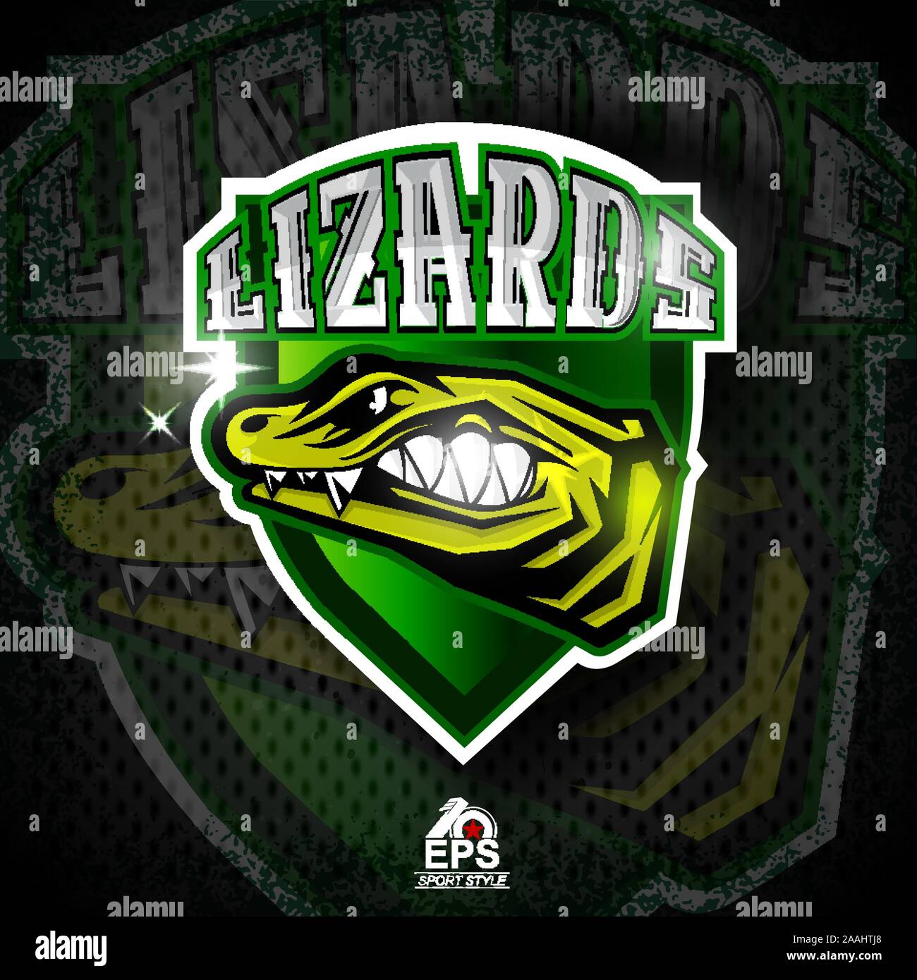 Reptile face in profile with bared teeth. Logo for any sport team