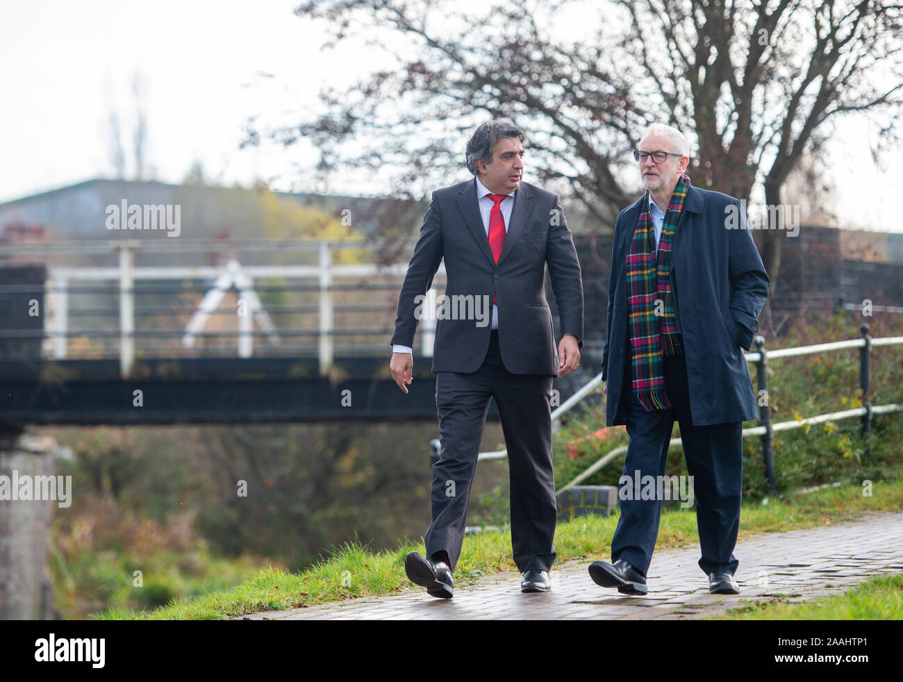 Labour candidate for Stoke-on-Trent, South Mark McDonald (left), during a visit with Labour Party leader Jeremy Corbyn in Stoke-on-Trent, while on the General Election campaign trail. Stock Photo