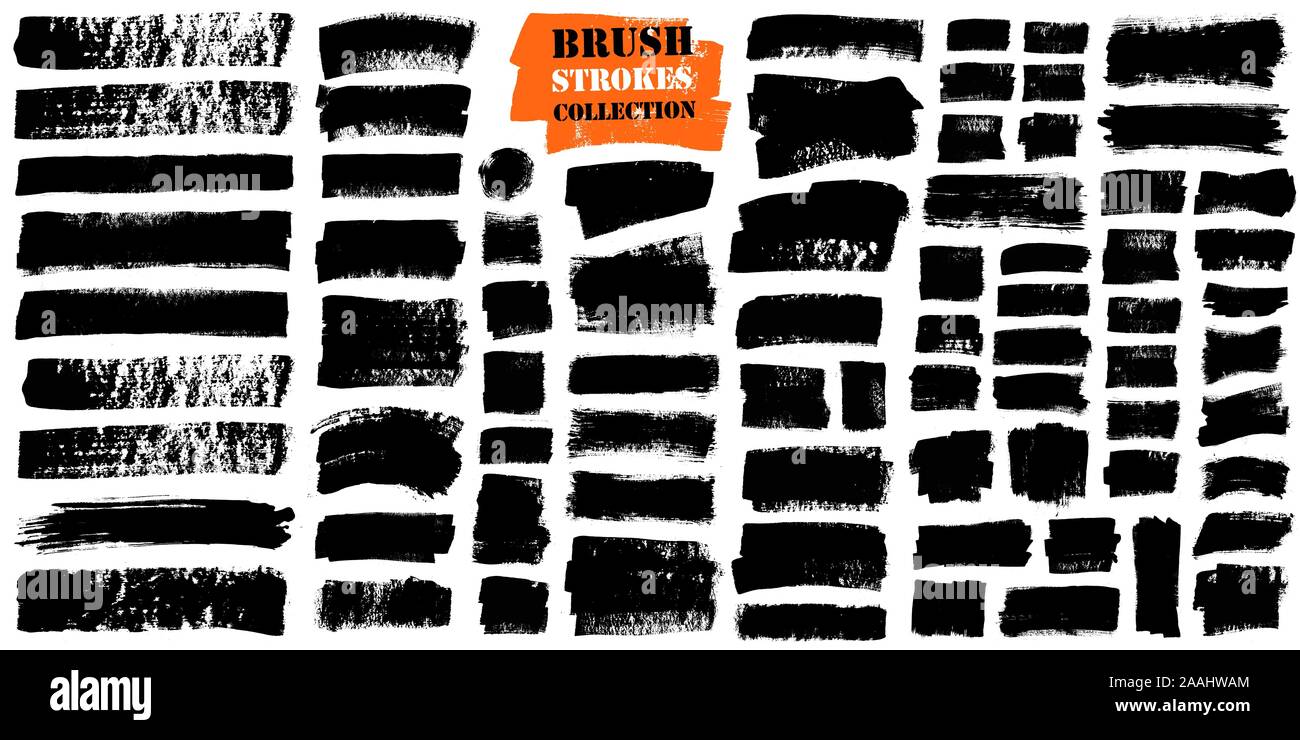 Brush strokes. Vector paintbrushes set. Grunge design elements Stock ...
