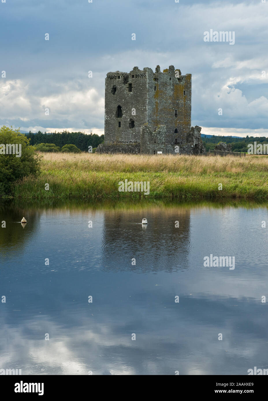 Threave Castle tower house and fortress standing next to the River Dee. Dumfries, Scotland Stock Photo