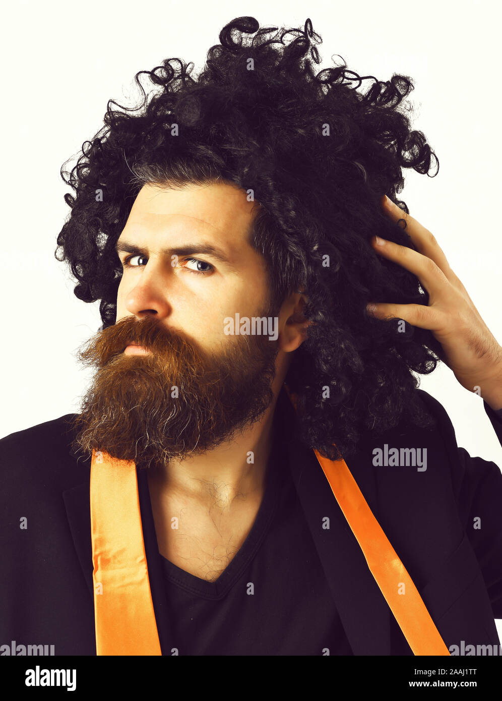 Bearded Man Long Beard Brutal Caucasian Hipster With Moustache