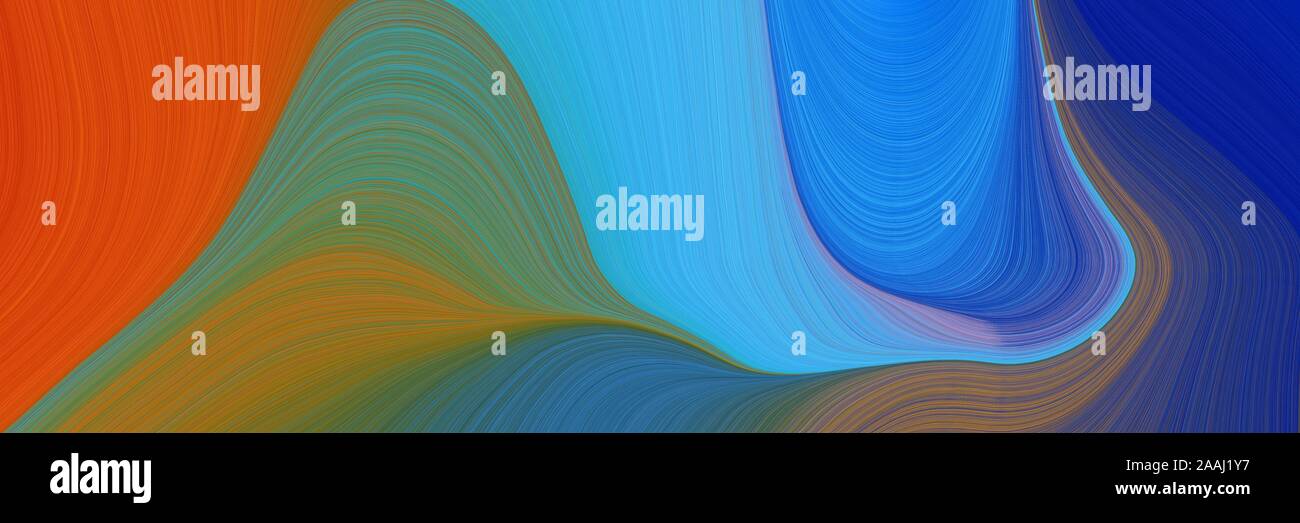 Banner Modern Waves Background Design With Steel Blue Coffee And