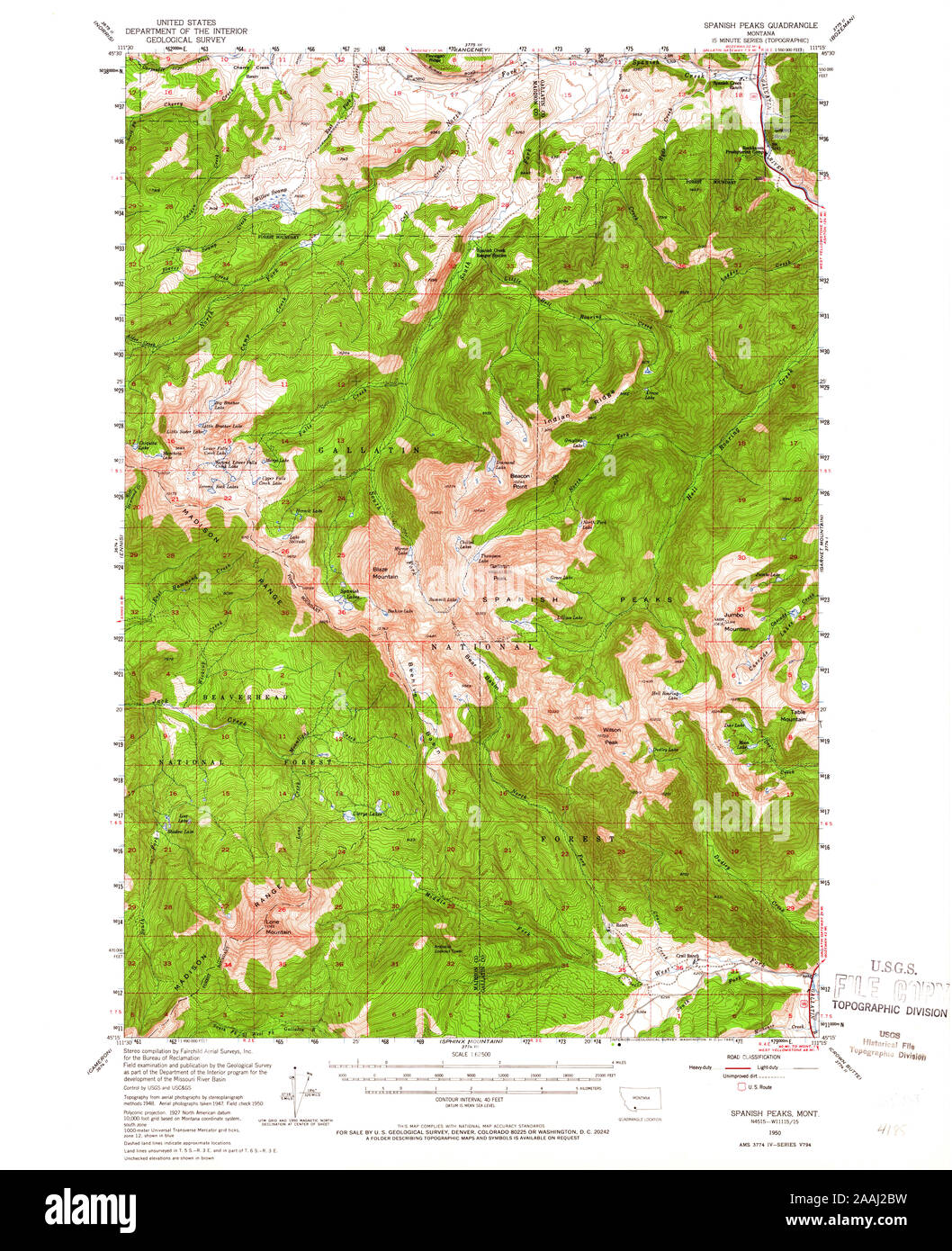 Spanish Peaks Montana Map Spanish Peaks Montana Cut Out Stock Images & Pictures - Alamy