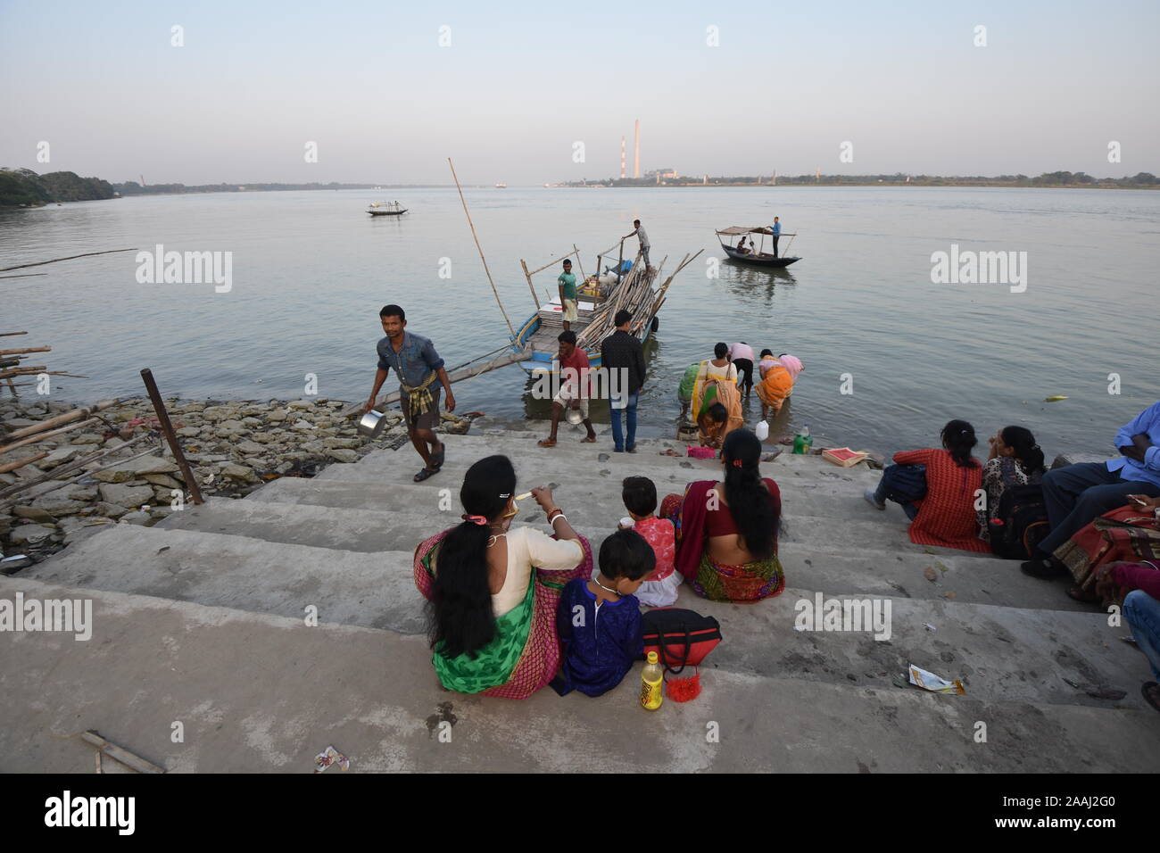 Kalibari ghat of the Ganges in Uluberia, West Bengal, India Stock Photo