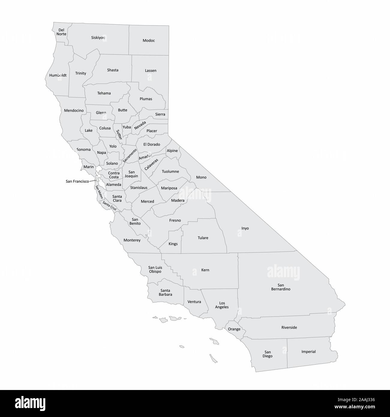California and its counties Stock Vector