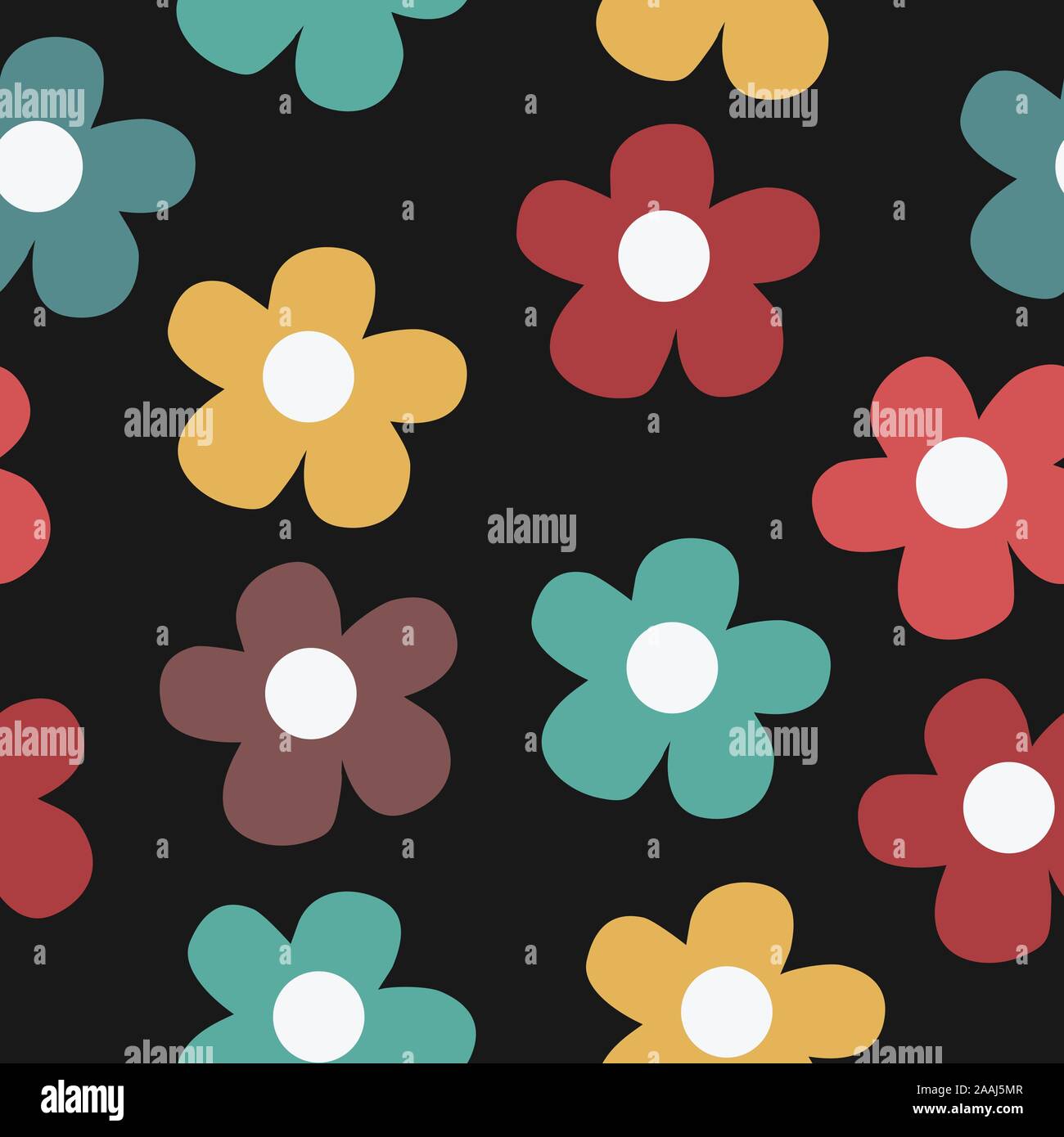 Seamless Pattern with Cute Flowers. Hand Drawn Scandinavian Style ...