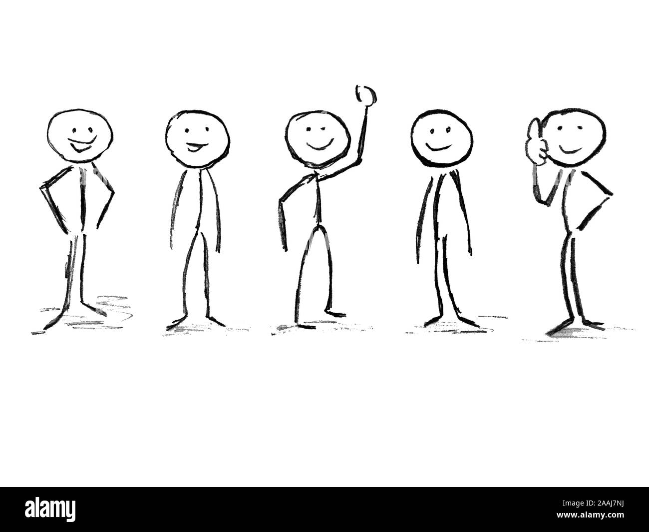 Stick figure team isolated white background Stock Photo