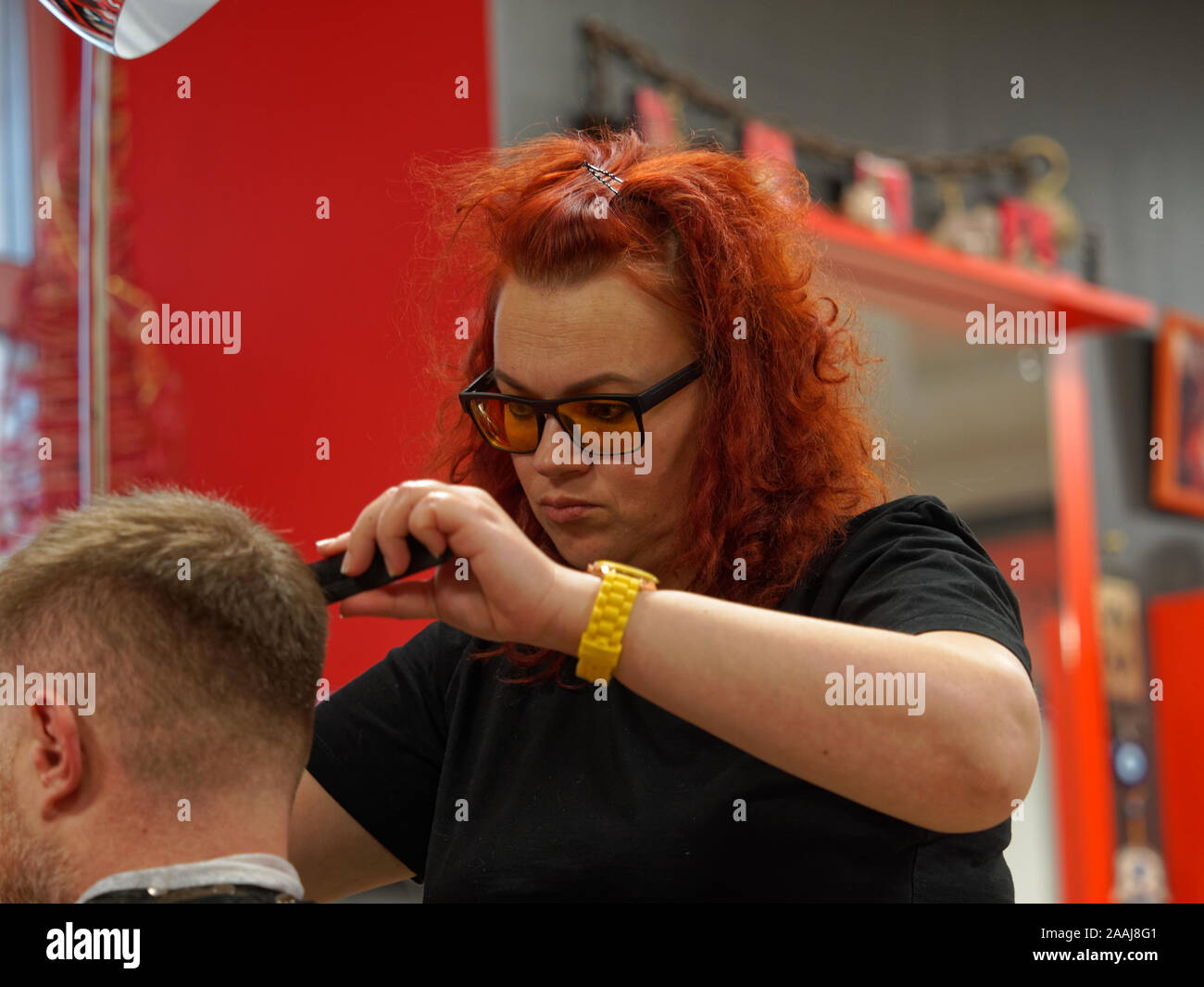 The Images Show Hairdressers At Work In A Salon Named In The