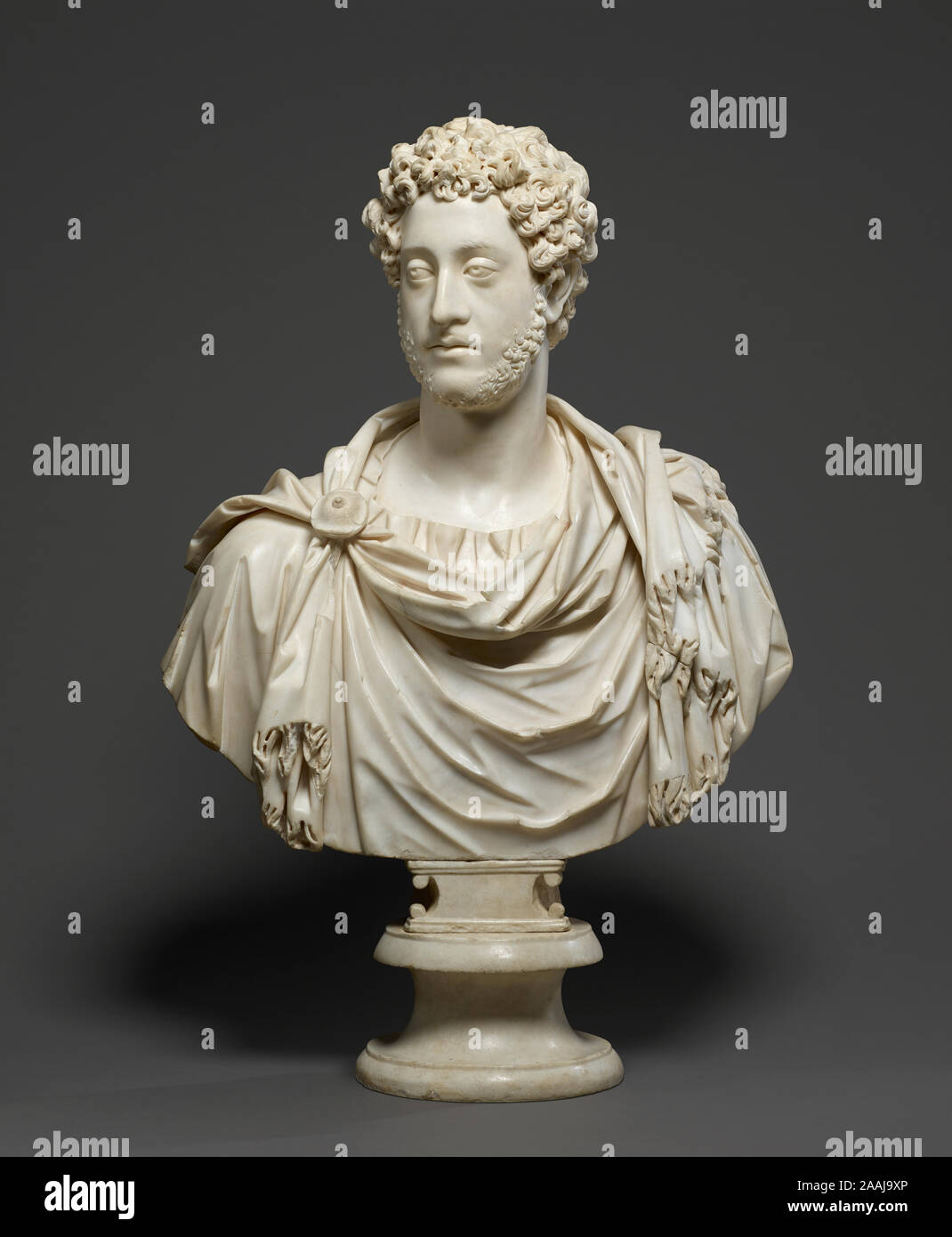Bust of Emperor Commodus; Unknown maker, Roman; Rome, Italy, Europe; 180 - 185; Marble; 69.9 × 61 × 22.8 cm, 92.9874 kg (27 1/2 × 24 × 9 in., 205 lb.); 92.SA.48 Stock Photo