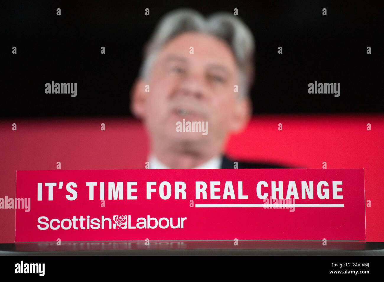 Glasgow, UK. 22 November 2019. Pictured: Richard Leonard MSP - Leader of the Scottish Labour Party.  Richard Leonard is joined in the Gorbals by Faten Hameed and other Scottish Labour PCCs to launch Scottish Labour’s manifesto. Credit: Colin Fisher/Alamy Live News Stock Photo