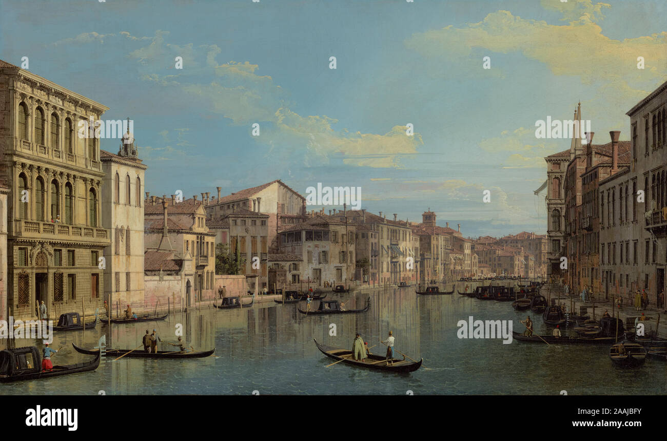 The Grand Canal in Venice from Palazzo Flangini to Campo San Marcuola; Canaletto (Giovanni Antonio Canal) (Italian, 1697 - 1768); about 1738; Oil on canvas; 47 × 77.8 cm (18 1/2 × 30 5/8 in.) Stock Photo