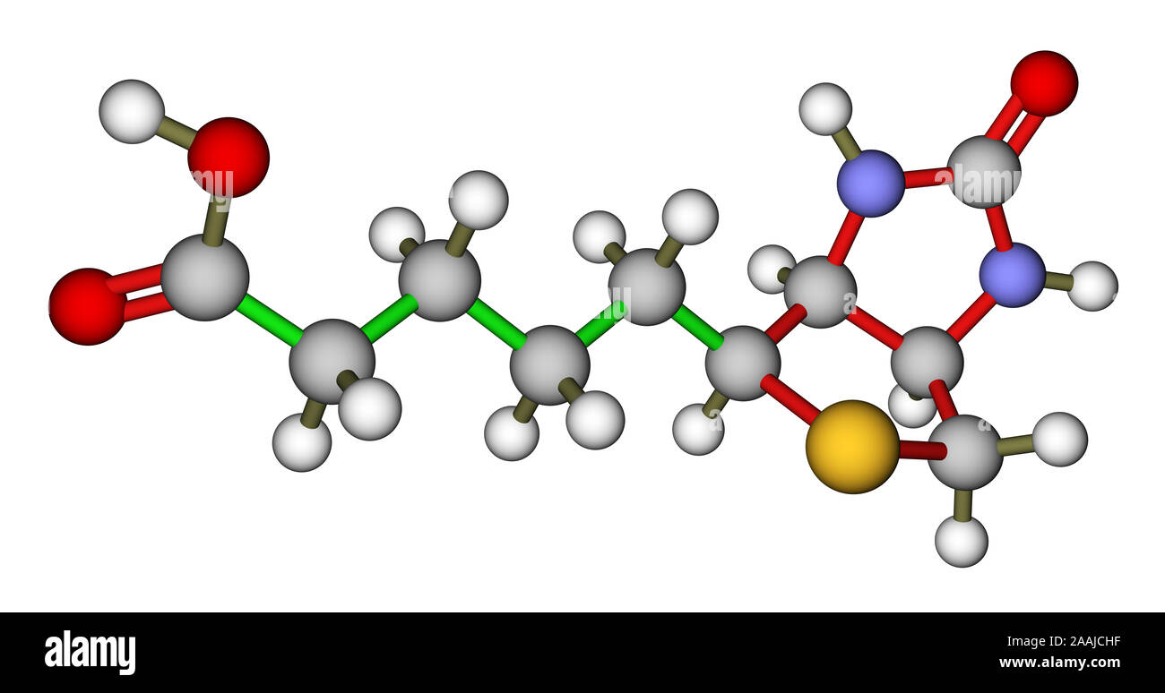 Biotin (vitamin H or B7) molecular structure Stock Photo