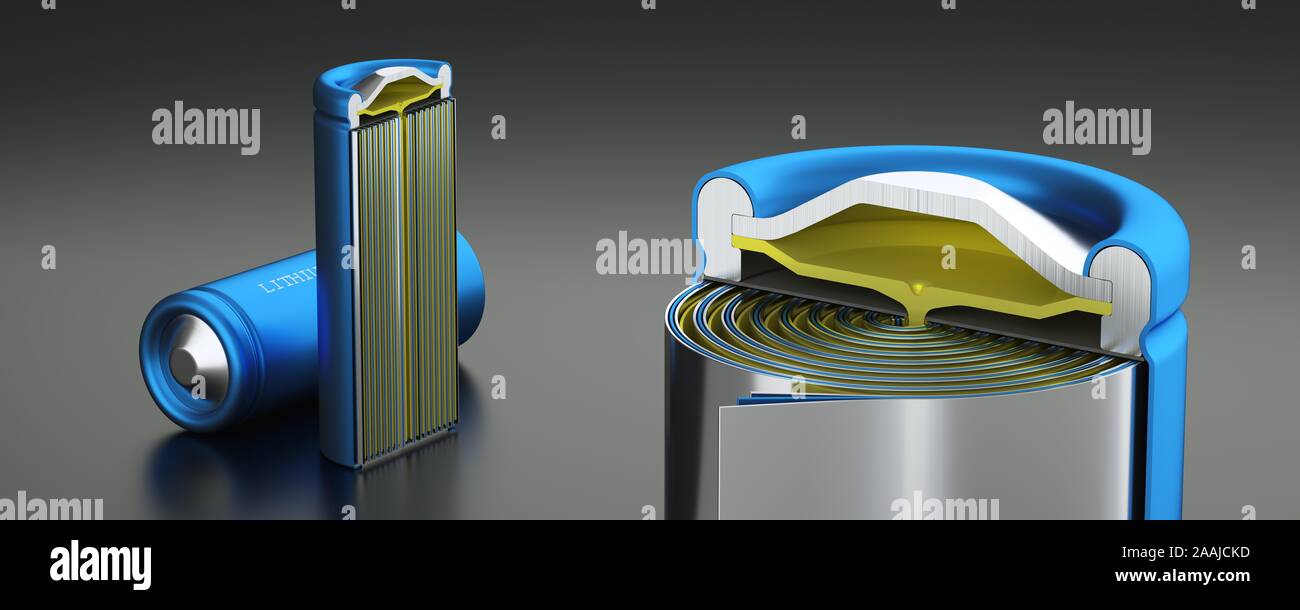 Lithium cells, technical details Stock Photo Alamy