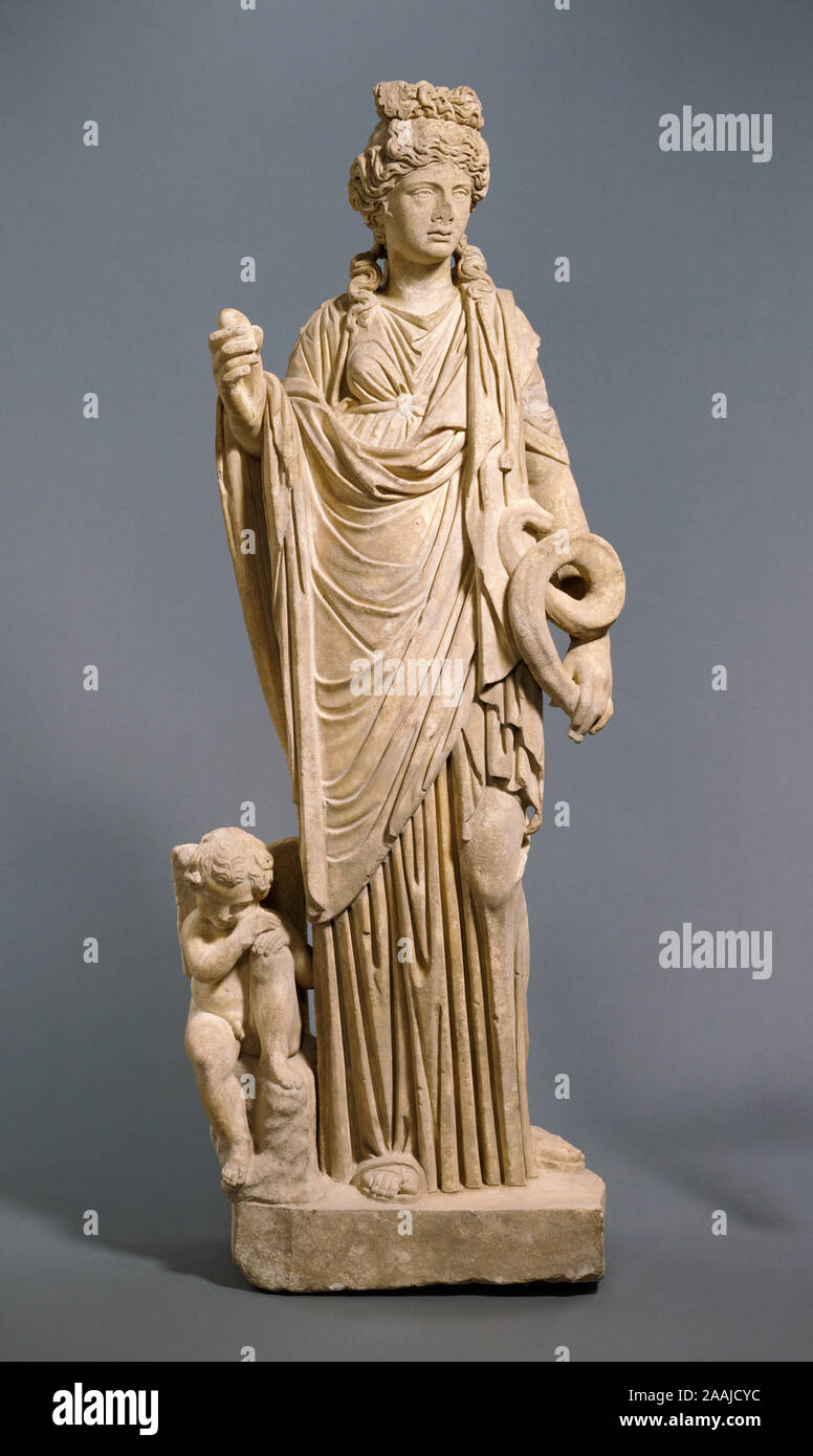 Venus-Hygieia; Unknown; Roman Empire; 200 - 250; Marble; 175 × 53 × 35 cm Stock Photo