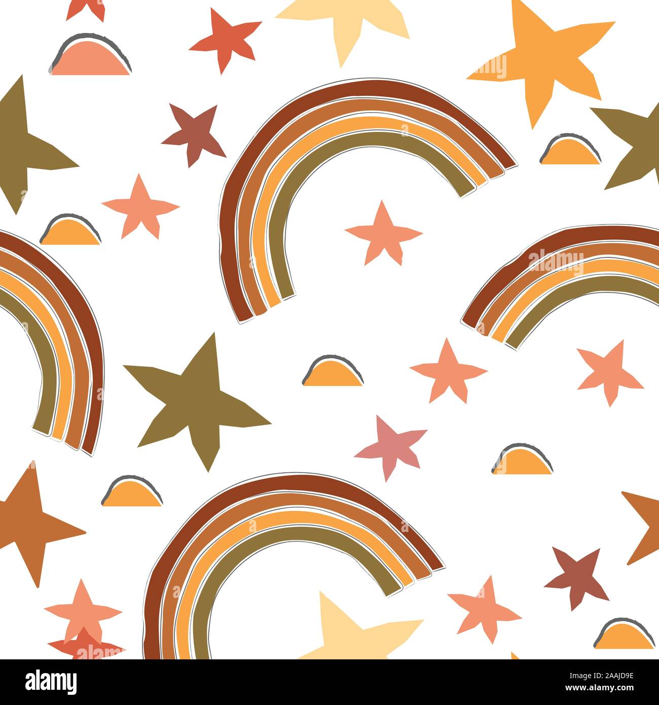 Seamless Terracotta pattern with rainbows. Stock Vector