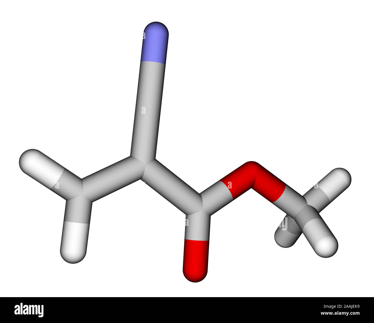Methyl cyanoacrylate, an instant glue. 3D molecular structure Stock Photo