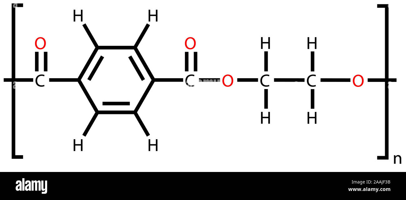 Polyethylene terephthalate (polyester) structural formula Stock Photo