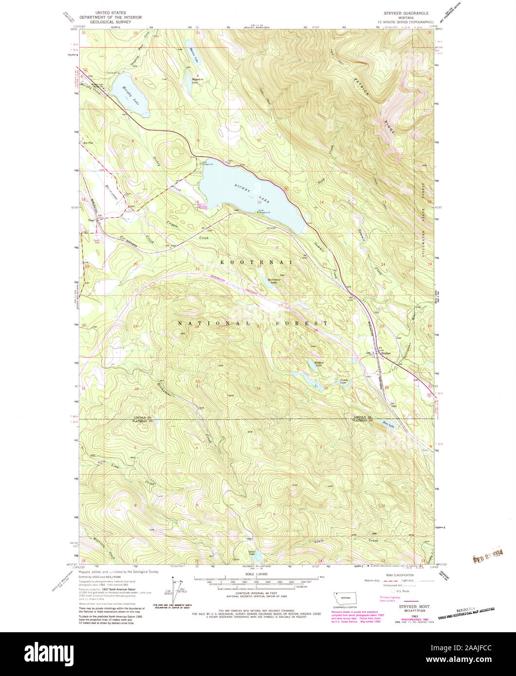 USGS TOPO Map Montana MT Stryker 267001 1963 24000 geo Restoration Stock Photo Alamy