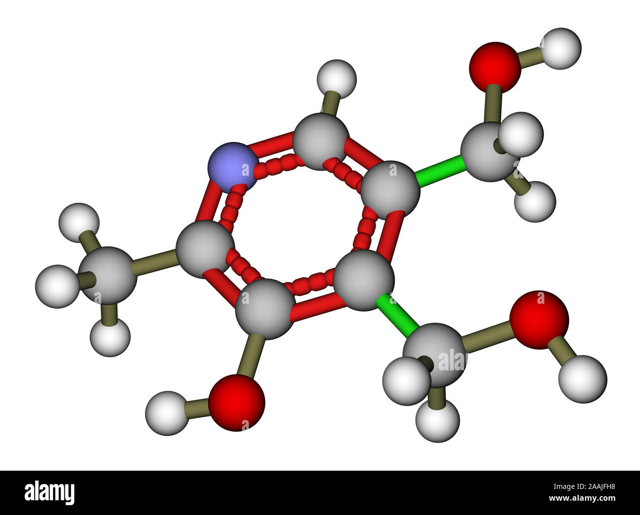 Pyridoxine (vitamin B6) molecular structure Stock Photo